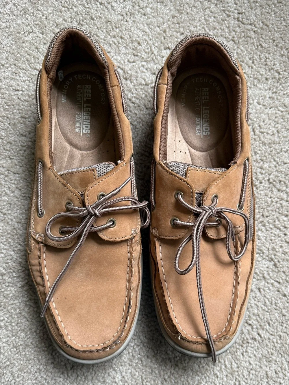Reel Legends Men's Tan Leather Boat Shoes